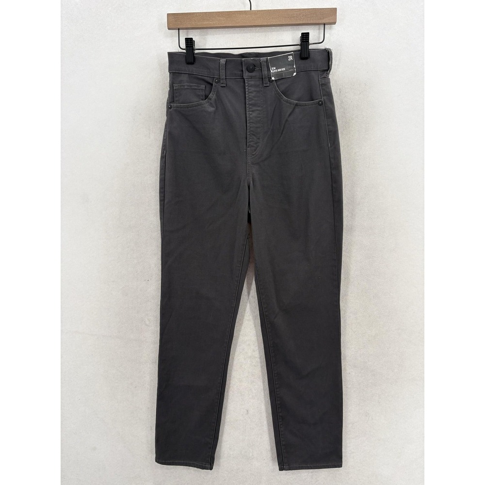 Express Slim Super High Rise Straight Pants Womens 2 Gray Stretch 5-Pocket NWT